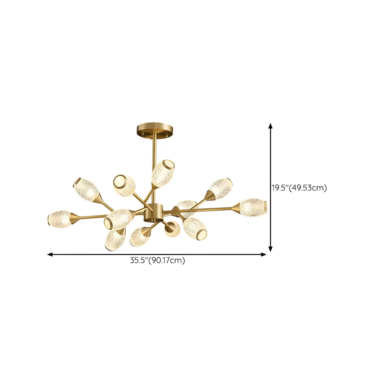 Mid-Century Modern Brass Sputnik Chandelier with Acrylic Shade Image - 22 | homeyfad