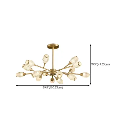 Mid-Century Modern Brass Sputnik Chandelier with Acrylic Shade Image - 23