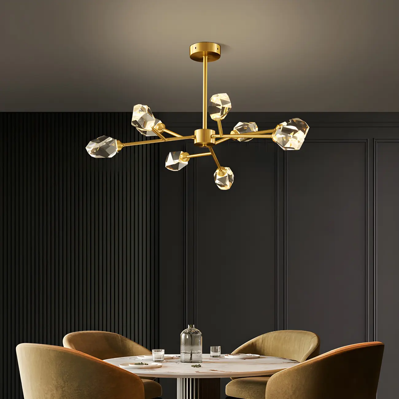Modern Gold Sputnik Chandelier with Crystal Shade Image - 1 | homeyfad