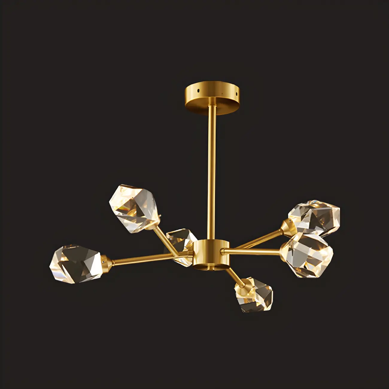 Modern Gold Sputnik Chandelier with Crystal Shade Image - 8 | homeyfad