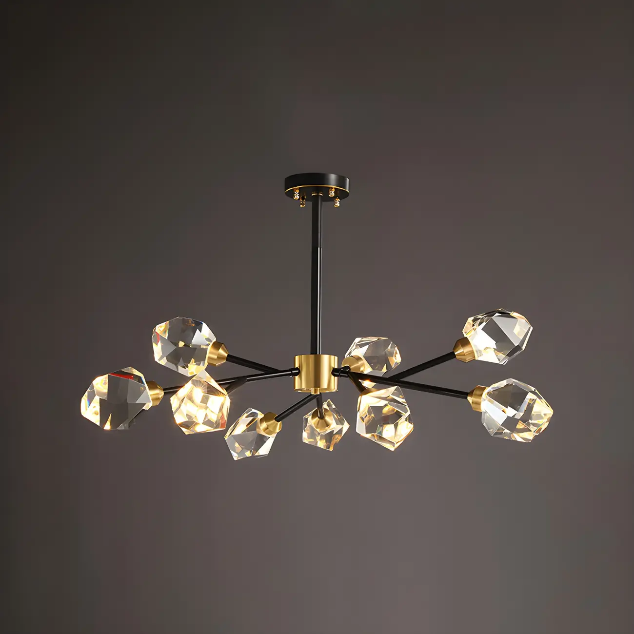 Modern Gold Sputnik Chandelier with Crystal Shade Image - 10 | homeyfad