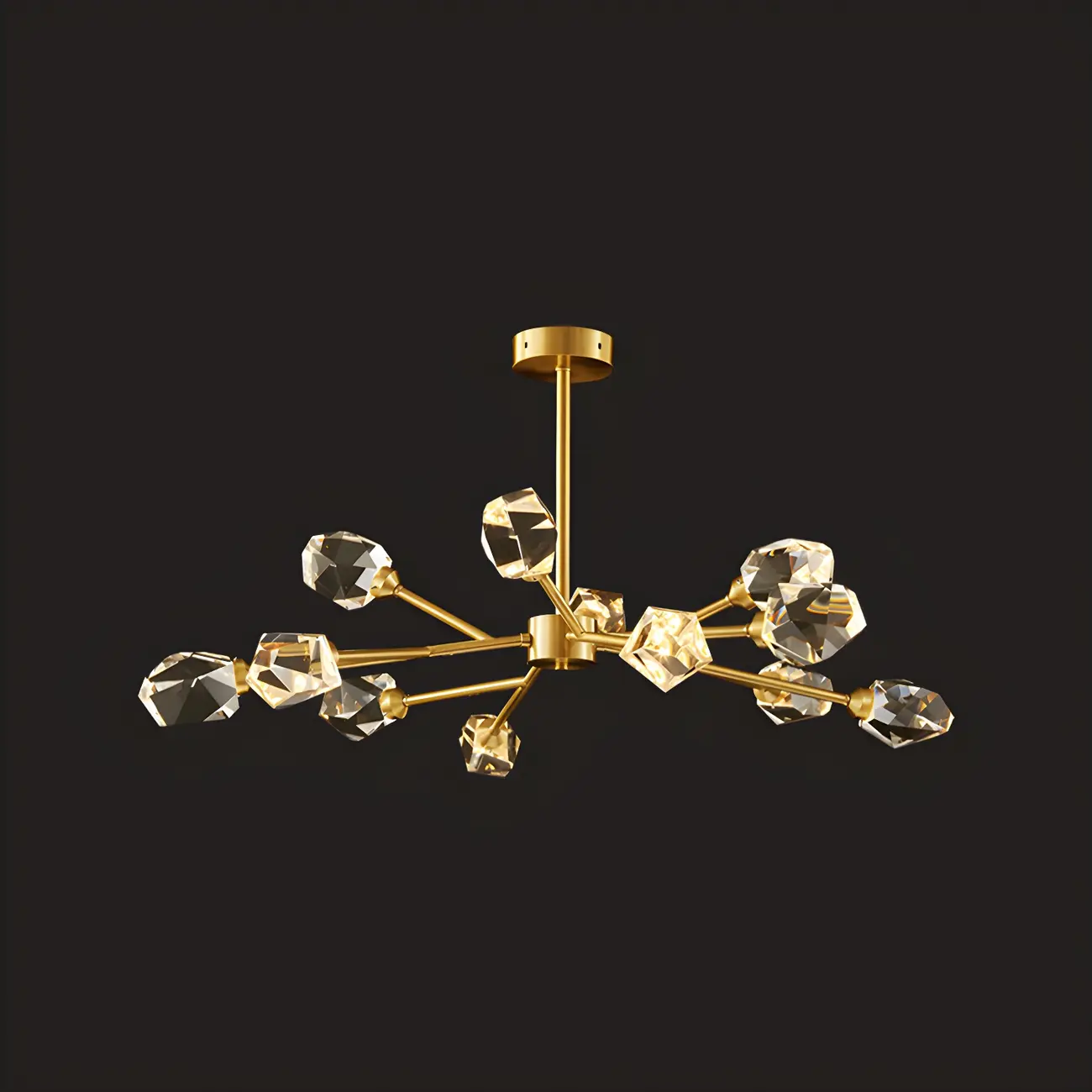 Modern Gold Sputnik Chandelier with Crystal Shade Image - 11 | homeyfad