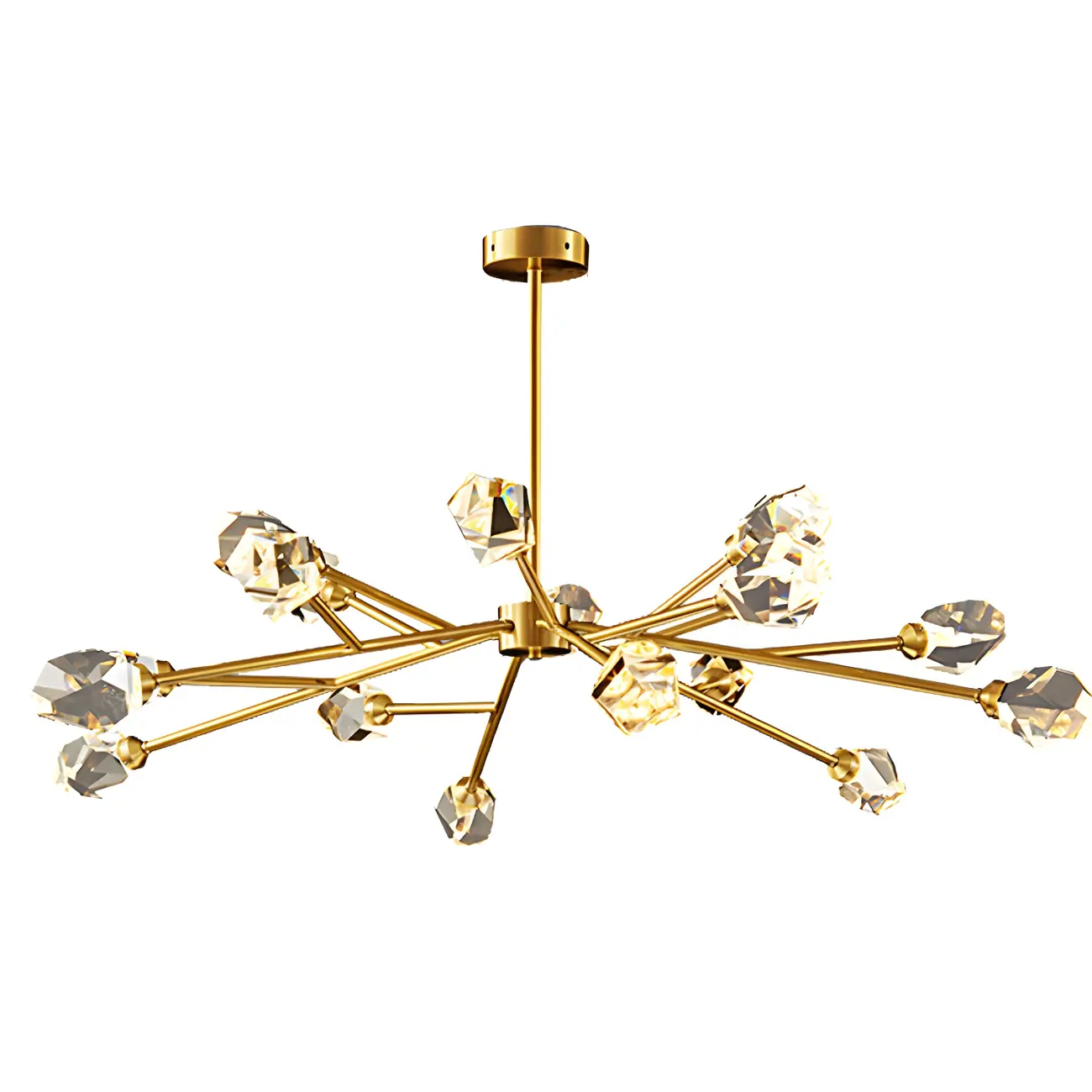Modern Gold Sputnik Chandelier with Crystal Shade Image - 13 | homeyfad