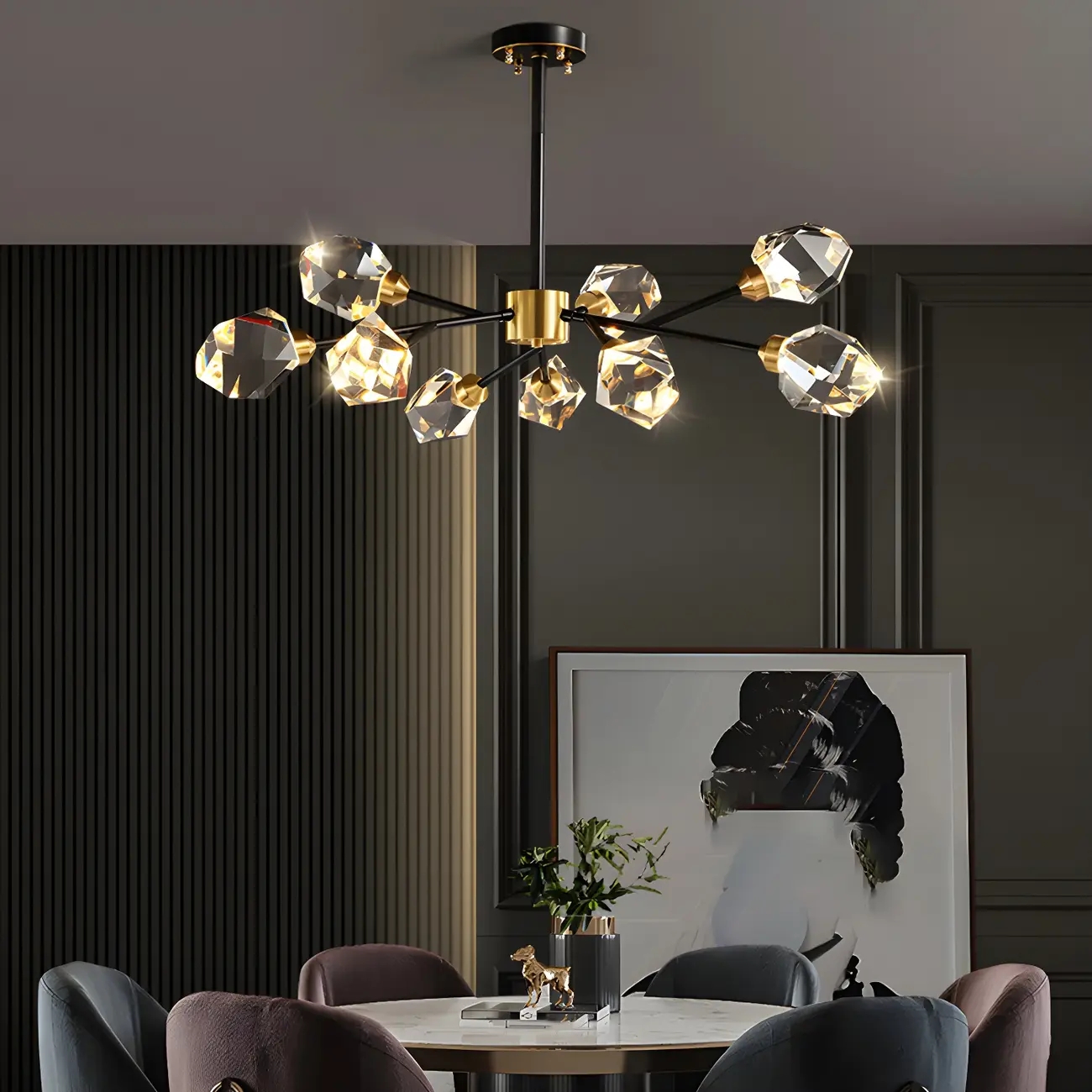 Modern Gold Sputnik Chandelier with Crystal Shade Image - 5 | homeyfad