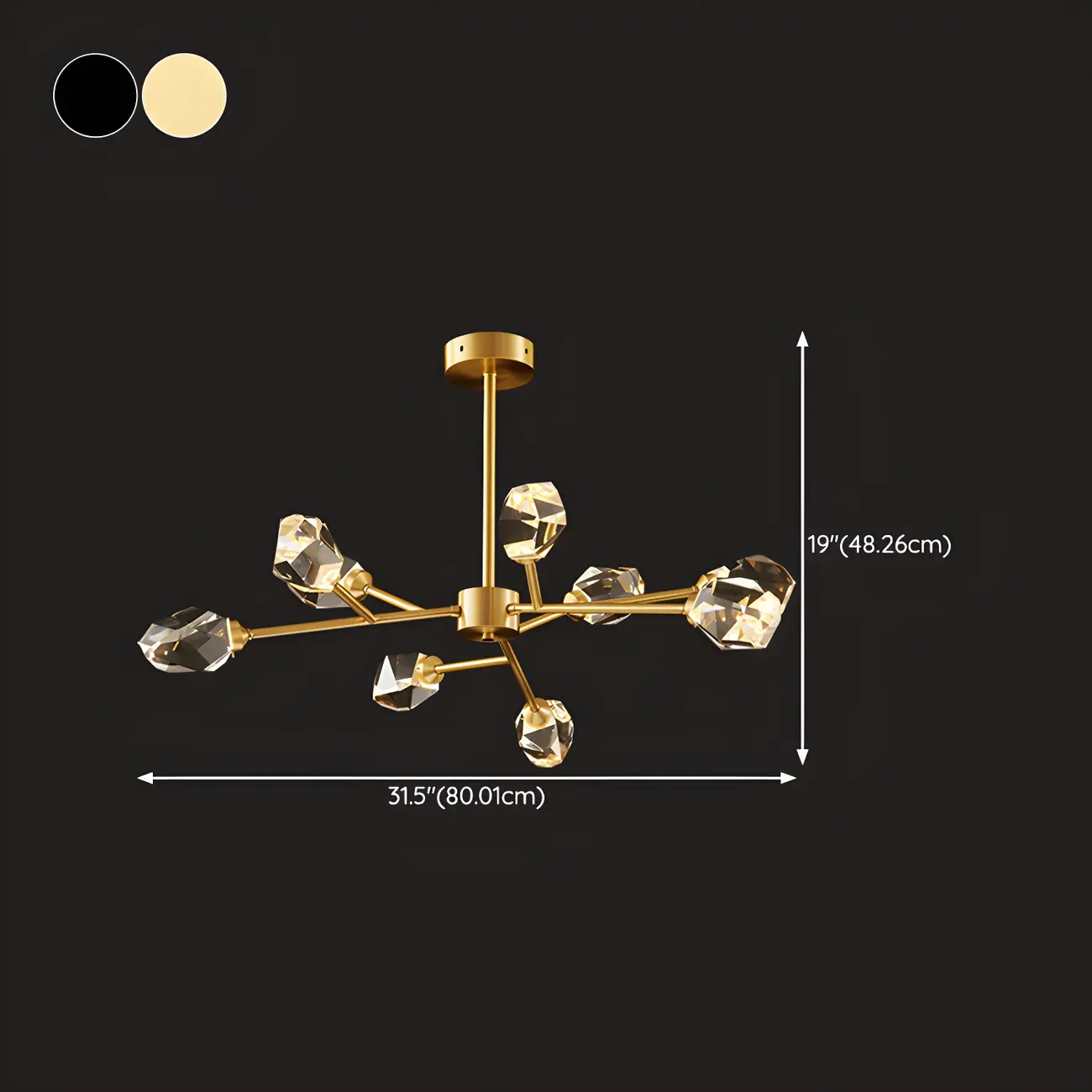 Modern Gold Sputnik Chandelier with Crystal Shade #size | homeyfad