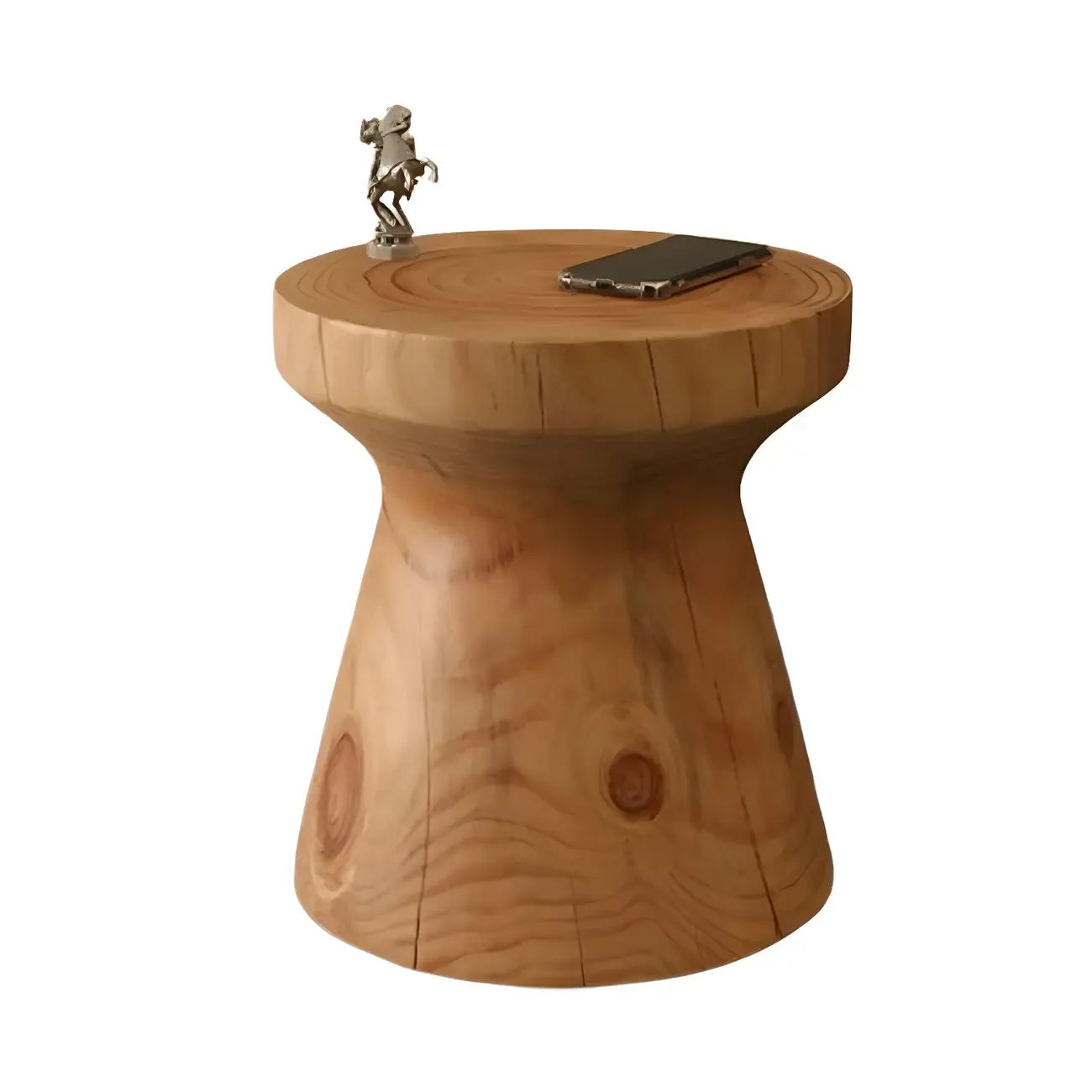 Scandinavian Round Solid Wood End Table Pedestal Base Image - 3