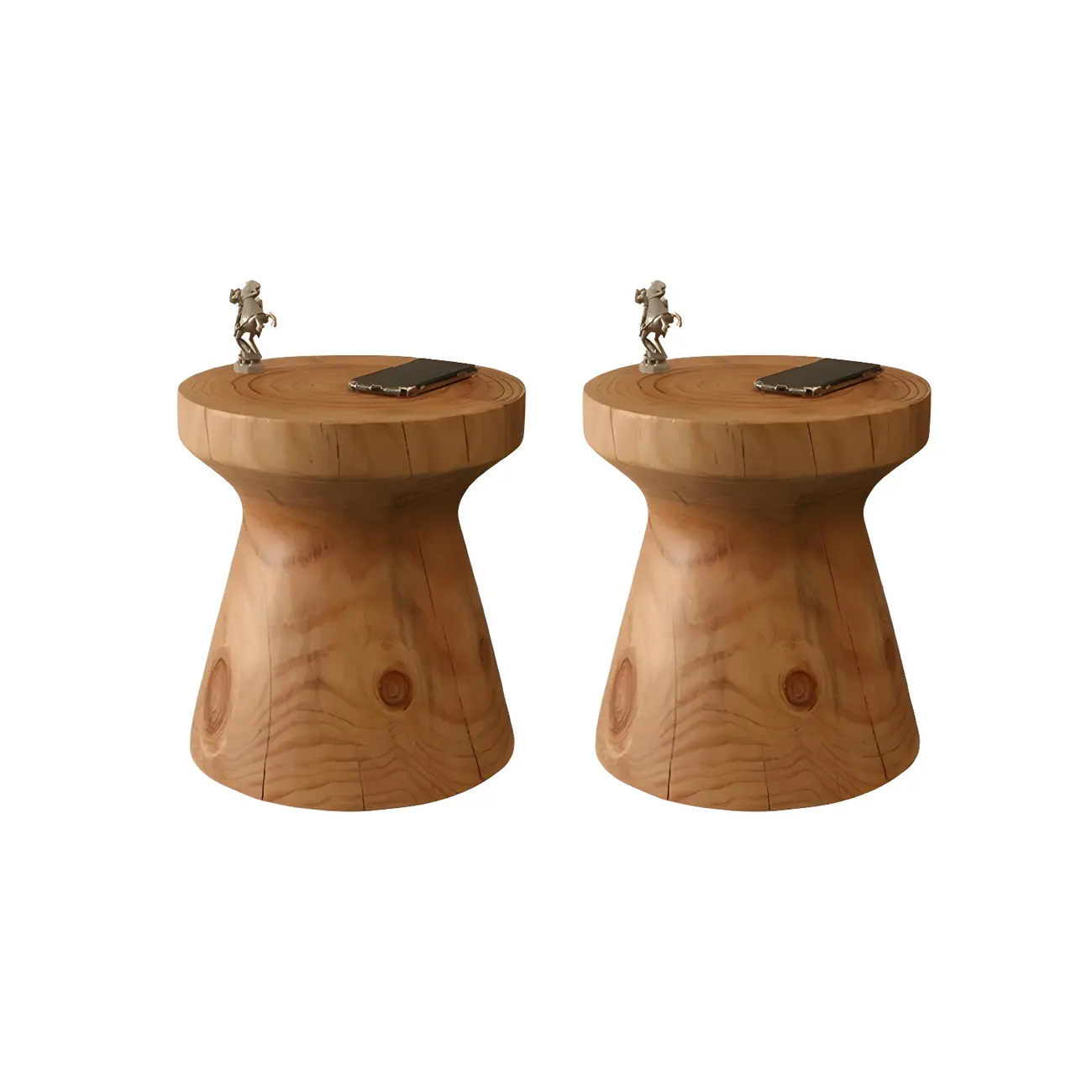 Scandinavian Round Solid Wood End Table Pedestal Base Image - 5 | homeyfad