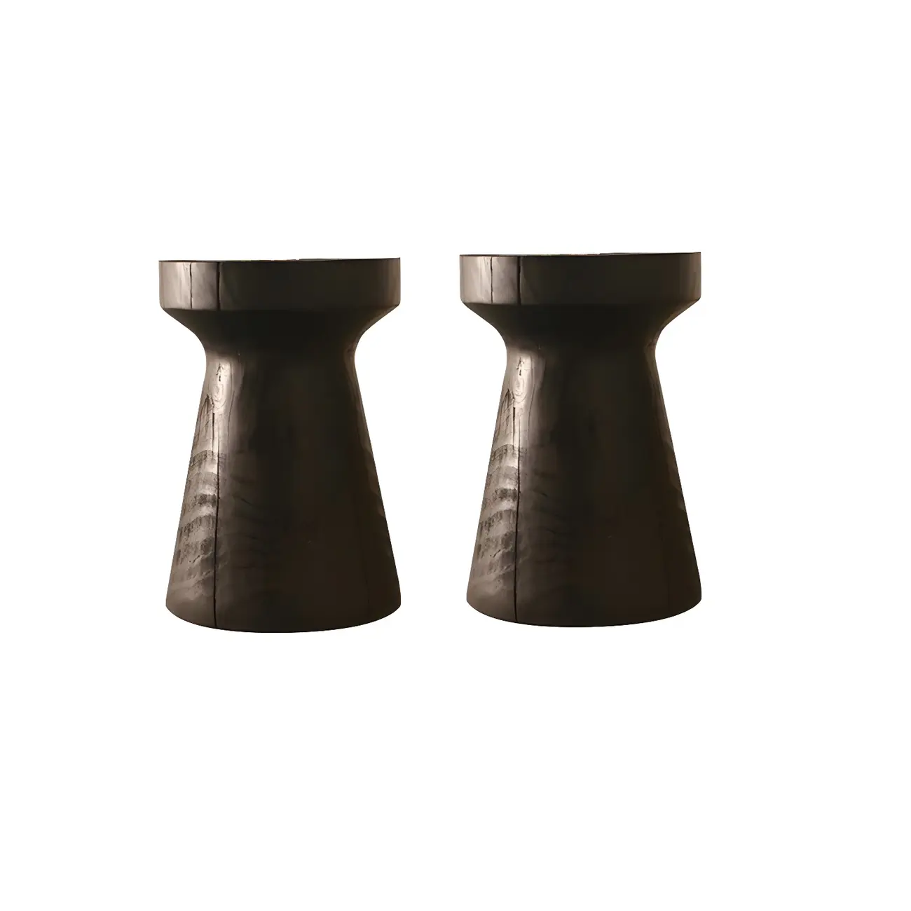 Scandinavian Round Solid Wood End Table Pedestal Base Image - 7 | homeyfad