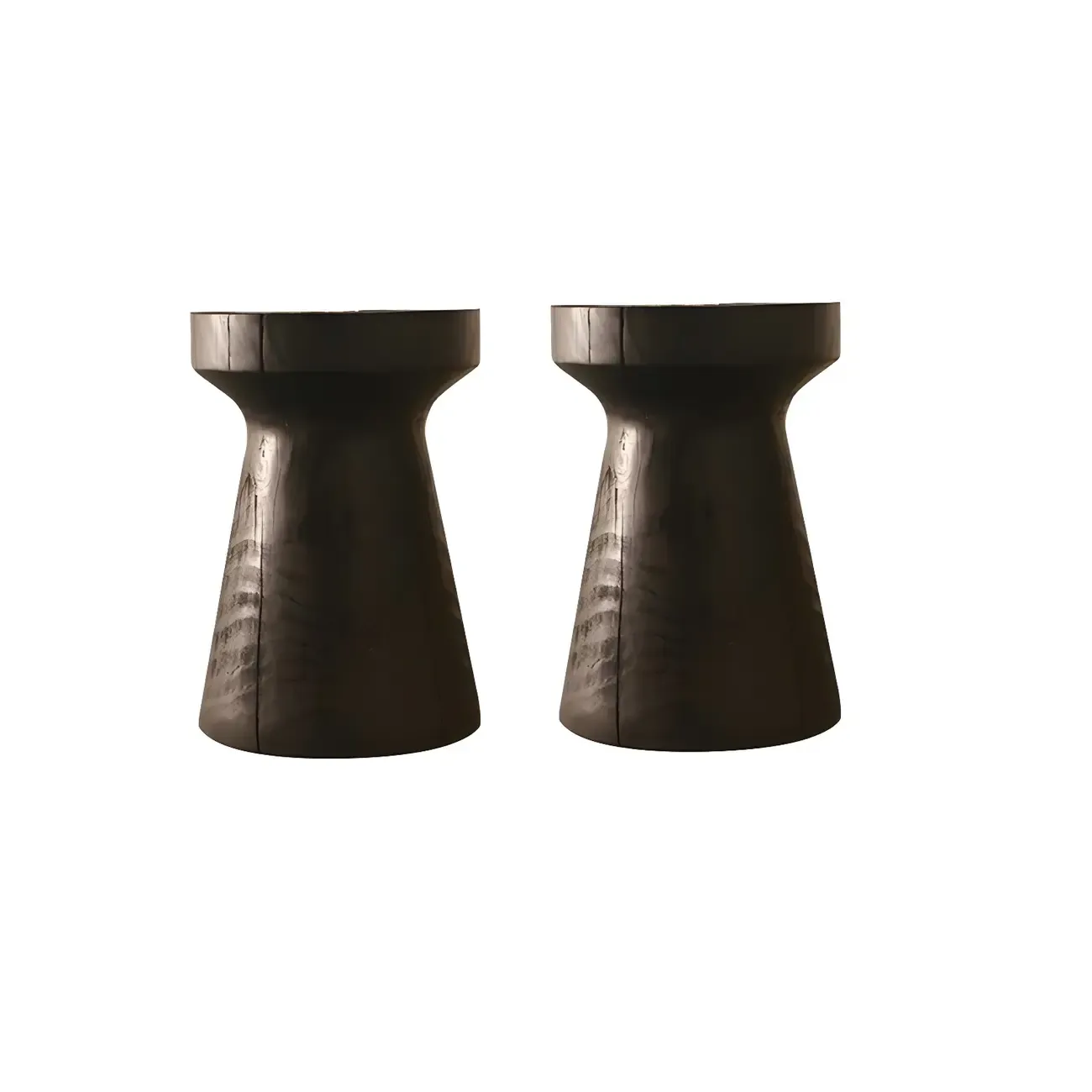 Scandinavian Round Solid Wood End Table Pedestal Base Image - 7