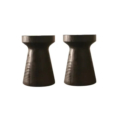 Scandinavian Round Solid Wood End Table Pedestal Base Image - 7