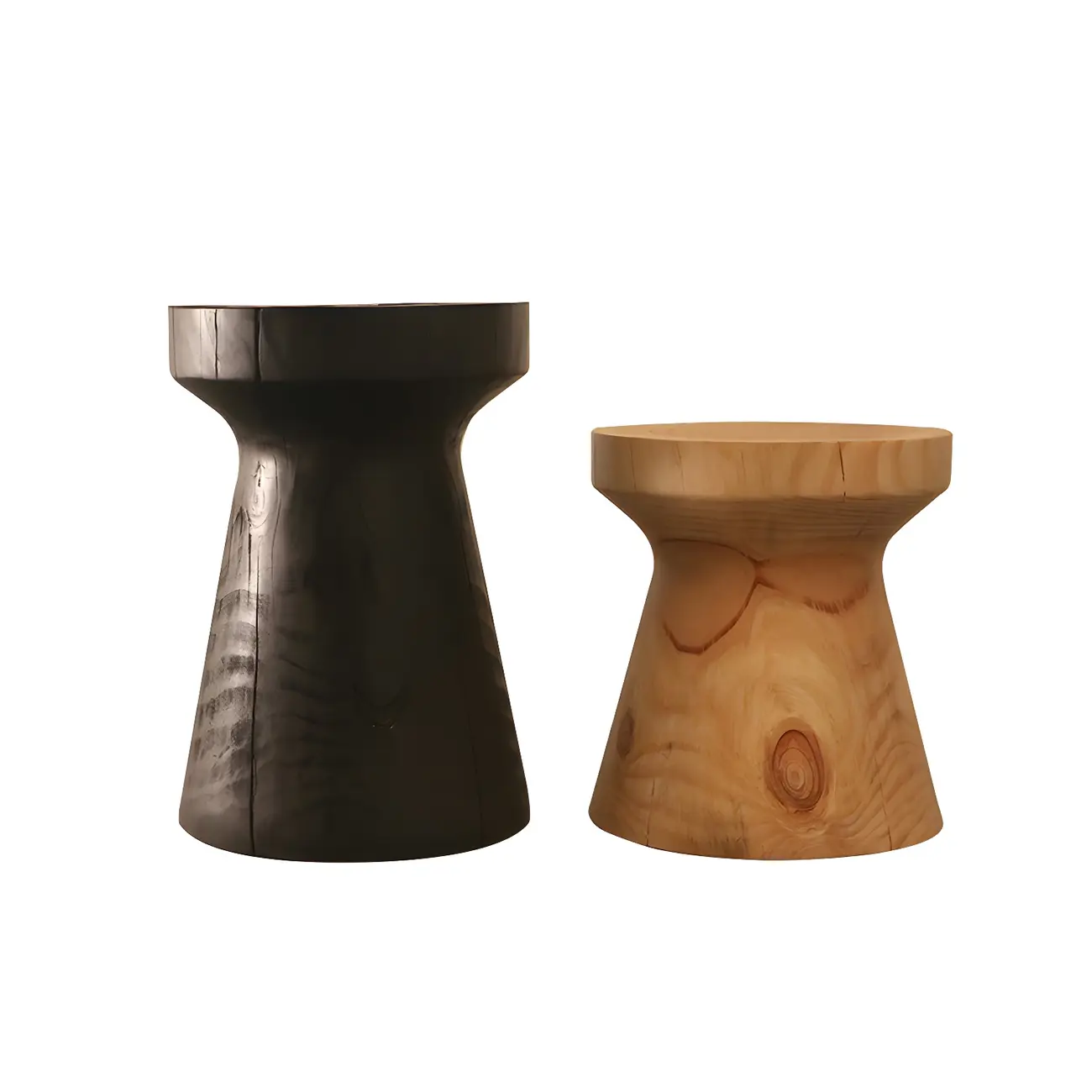 Scandinavian Round Solid Wood End Table Pedestal Base Image - 9 | homeyfad