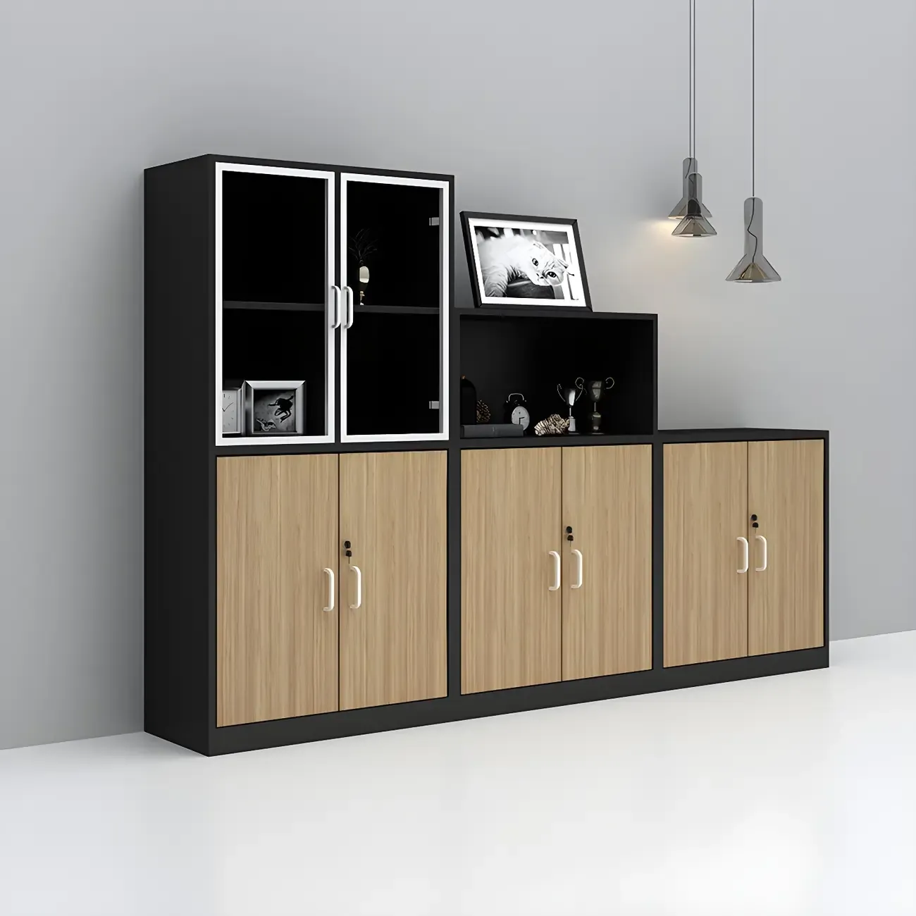 Nordic Solid Wooden Filing Cabinets with Lock for Office Use Image - 1
