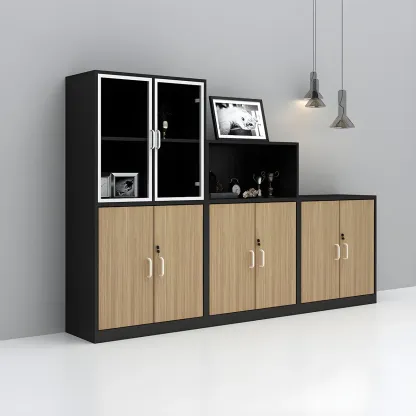 Nordic Solid Wooden Filing Cabinets with Lock for Office Use Image - 1