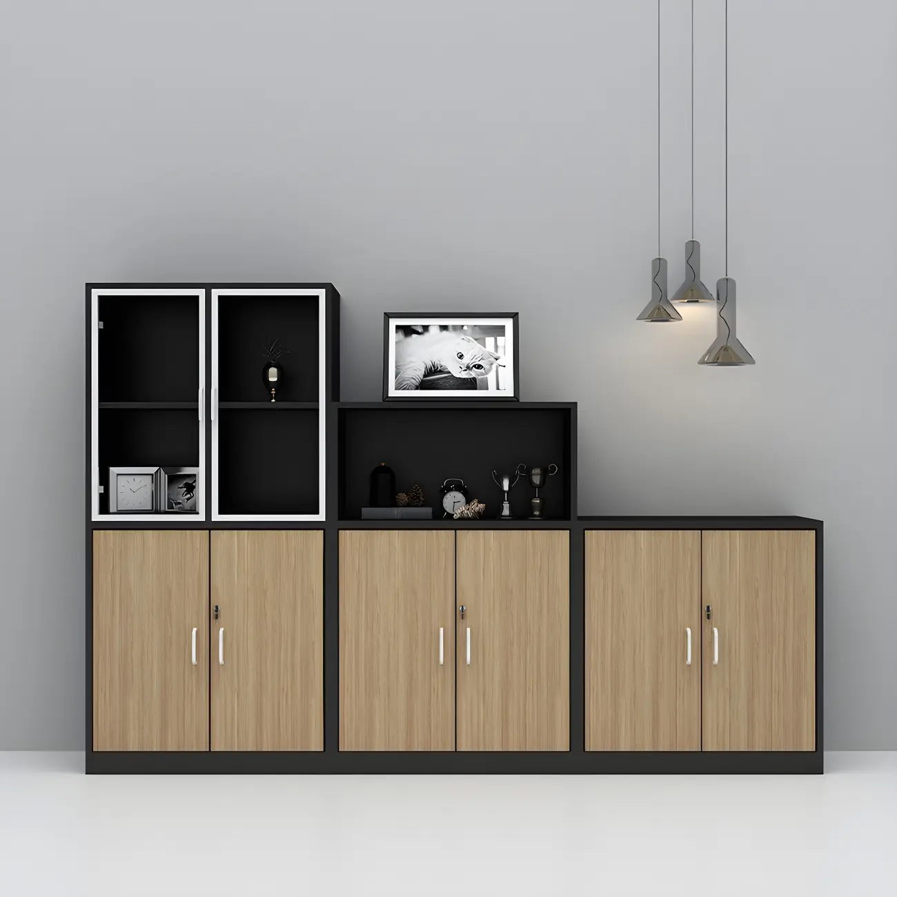 Nordic Solid Wooden Filing Cabinets with Lock for Office Use Image - 3 | homeyfad