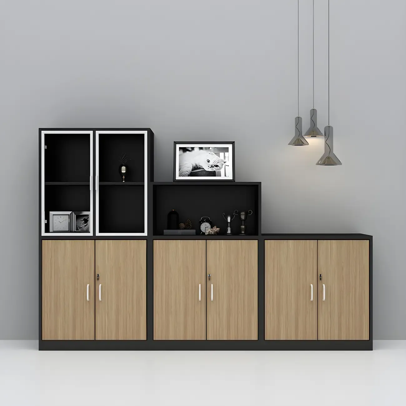 Nordic Solid Wooden Filing Cabinets with Lock for Office Use Image - 3