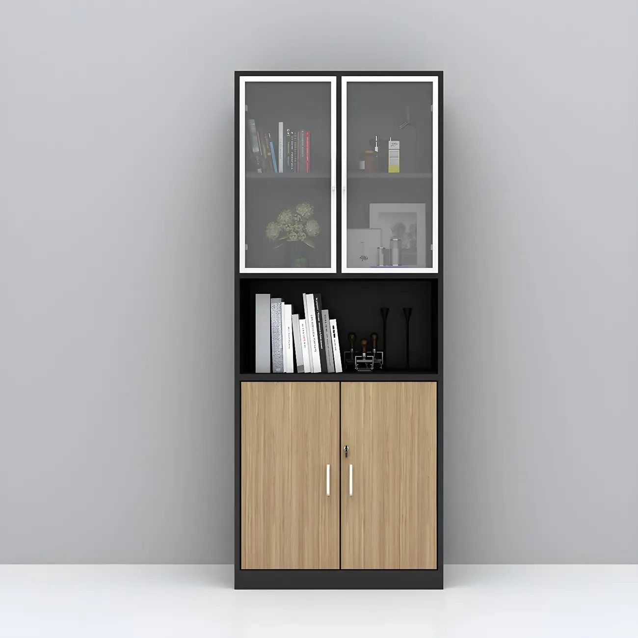 Nordic Solid Wooden Filing Cabinets with Lock for Office Use Image - 7