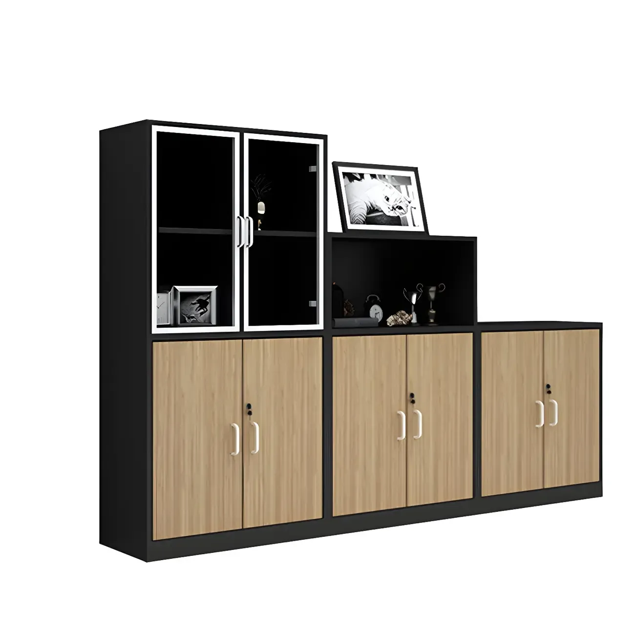 Nordic Solid Wooden Filing Cabinets with Lock for Office Use Image - 16