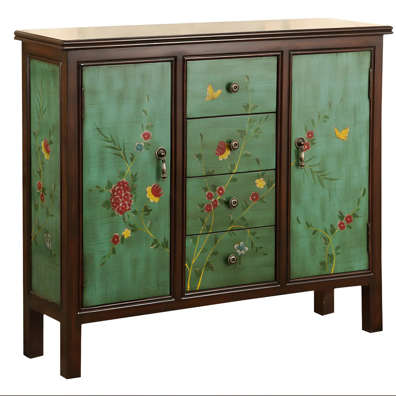 Traditional Wooden Dresser with Floral Design for Bedroom Image - 4 | homeyfad