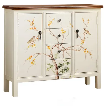 Traditional Wooden Dresser with Floral Design for Bedroom Image - 6