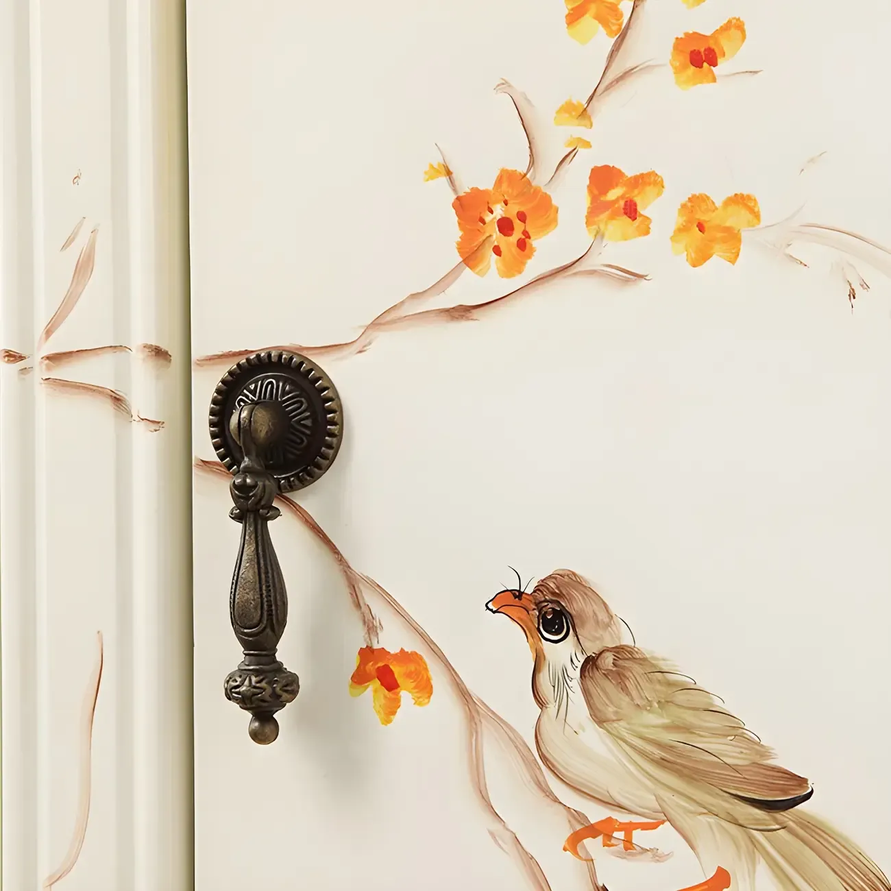 Traditional Wooden Dresser with Floral Design for Bedroom Image - 10