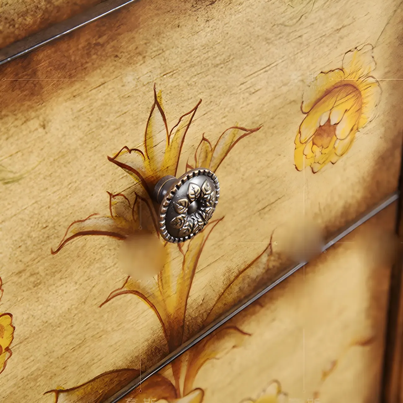 Traditional Wooden Dresser with Floral Design for Bedroom Image - 13