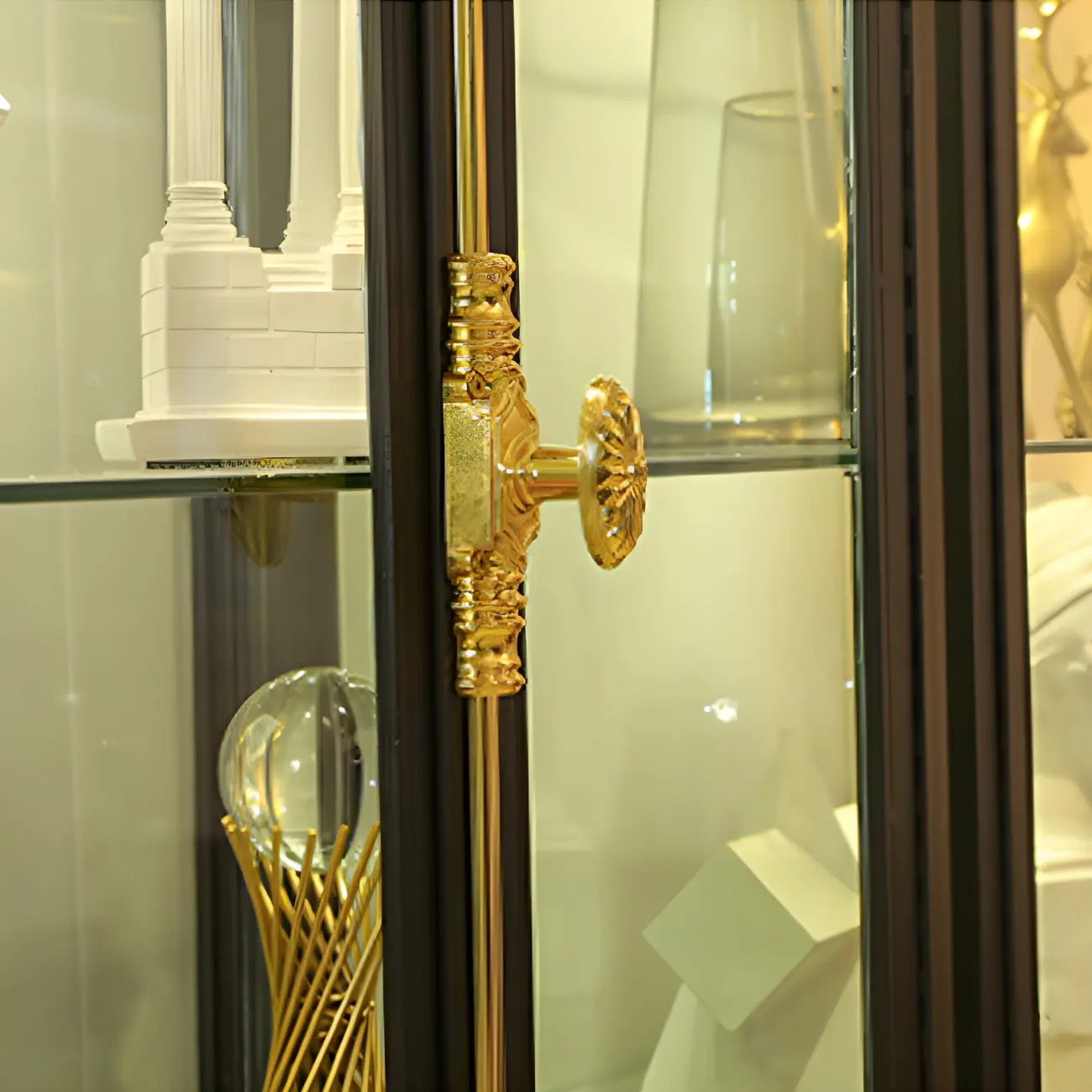 Elegant Black Metal Display Cabinet with Shelves for Dining Room Image - 11 | homeyfad