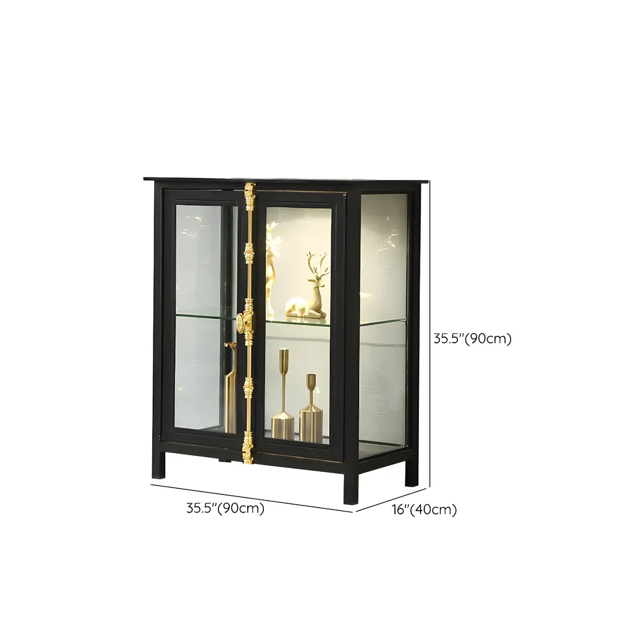 Elegant Black Metal Display Cabinet with Shelves for Dining Room Image - 20
