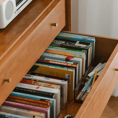Stylish Cherry Wood Dressers & Chests with Drawers & Shelves Image - 9