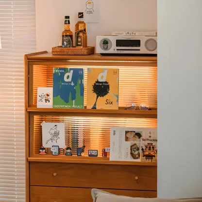 Stylish Cherry Wood Dressers & Chests with Drawers & Shelves Image - 8