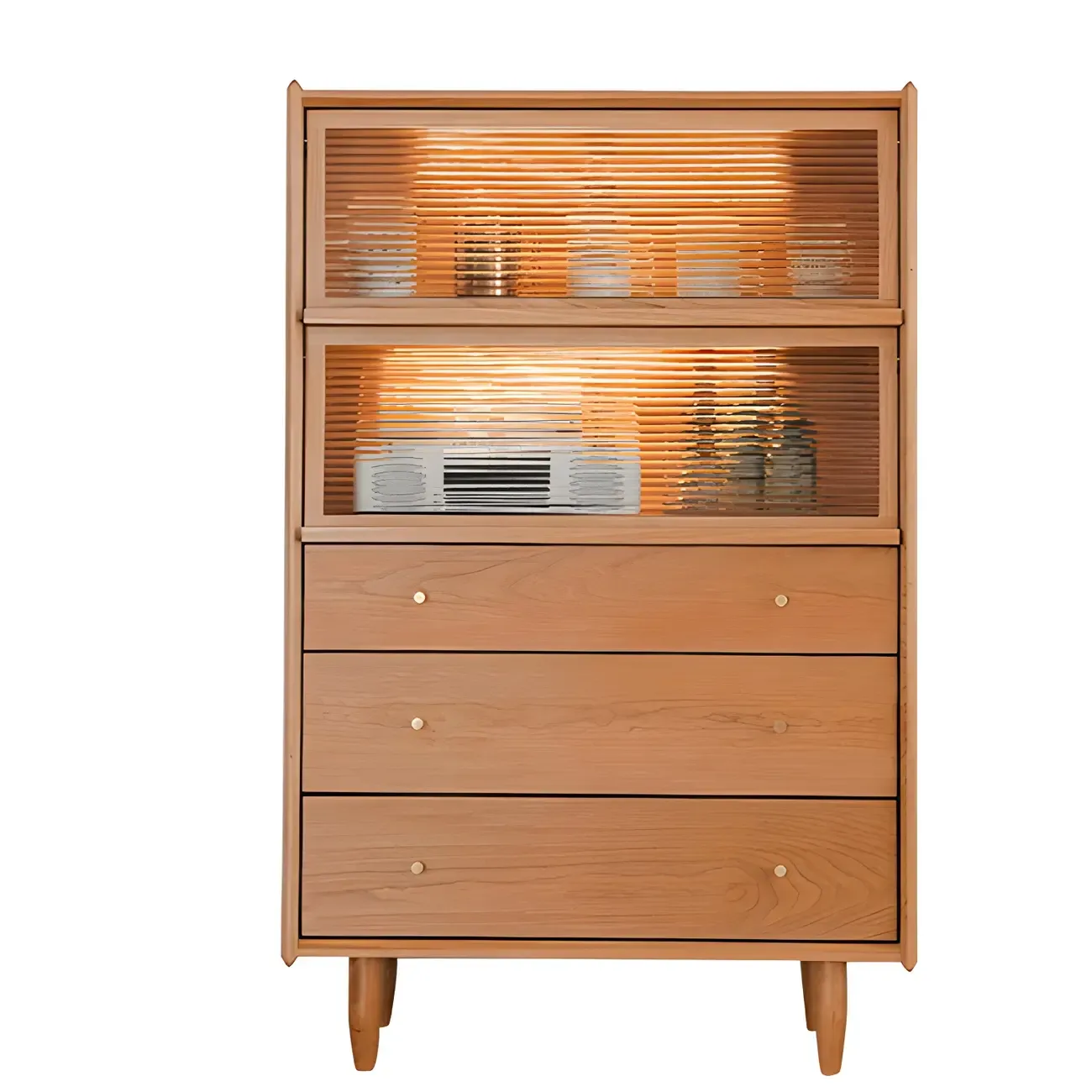 Stylish Cherry Wood Dressers & Chests with Drawers & Shelves Image - 11