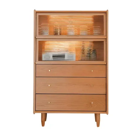Stylish Cherry Wood Dressers & Chests with Drawers & Shelves Image - 11