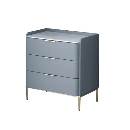 Elegant Stone Bachelor Chest with Metal Handles & Drawers Image - 3