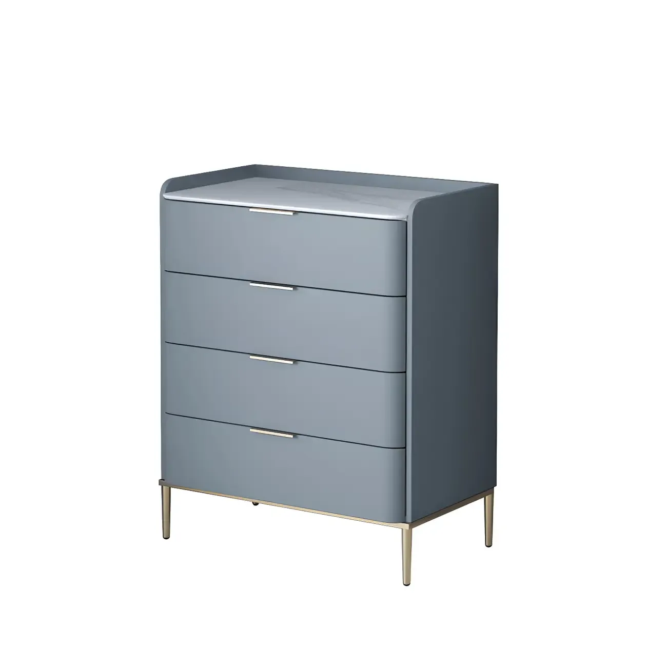 Elegant Stone Bachelor Chest with Metal Handles & Drawers Image - 5