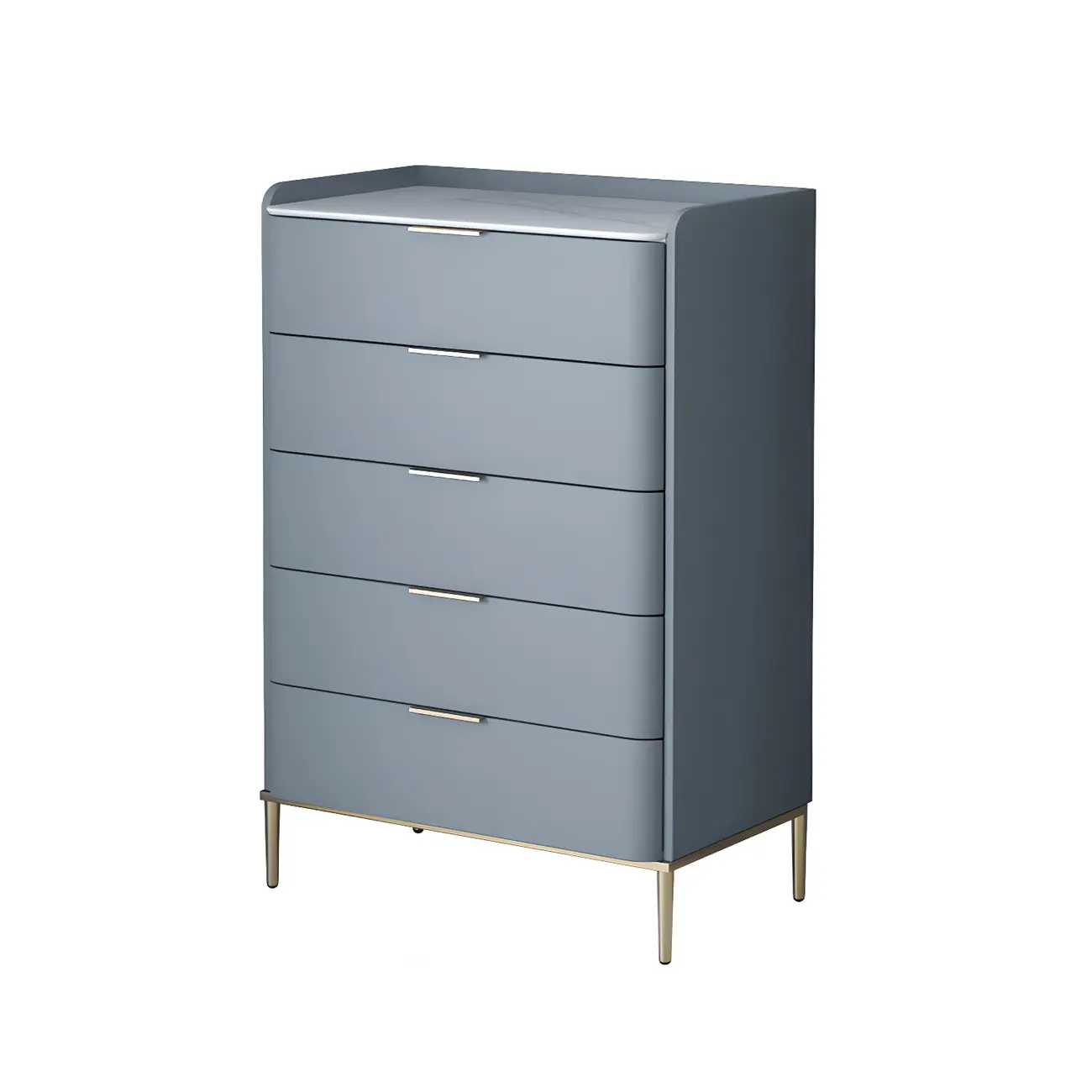 Elegant Stone Bachelor Chest with Metal Handles & Drawers Image - 7 | homeyfad