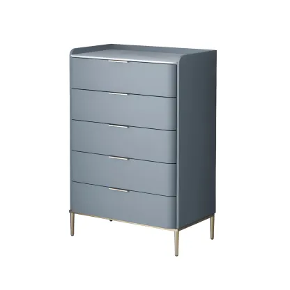 Elegant Stone Bachelor Chest with Metal Handles & Drawers Image - 7