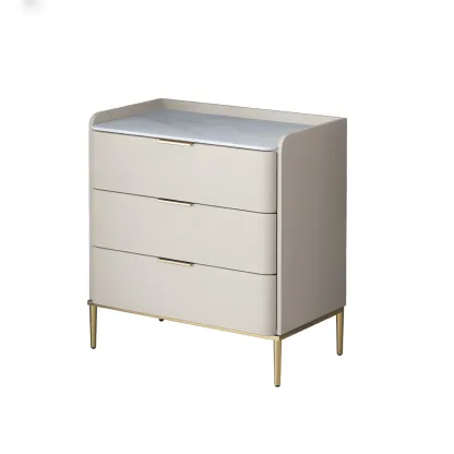 Elegant Stone Bachelor Chest with Metal Handles & Drawers Image - 8
