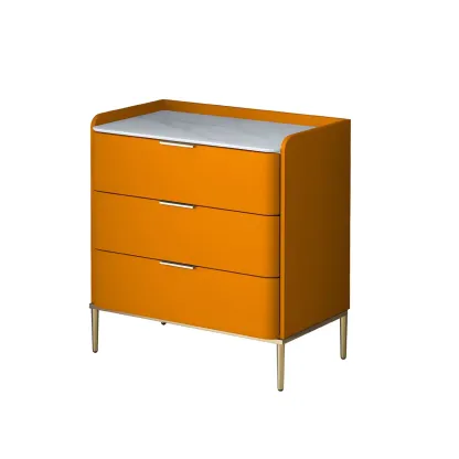 Elegant Stone Bachelor Chest with Metal Handles & Drawers Image - 9