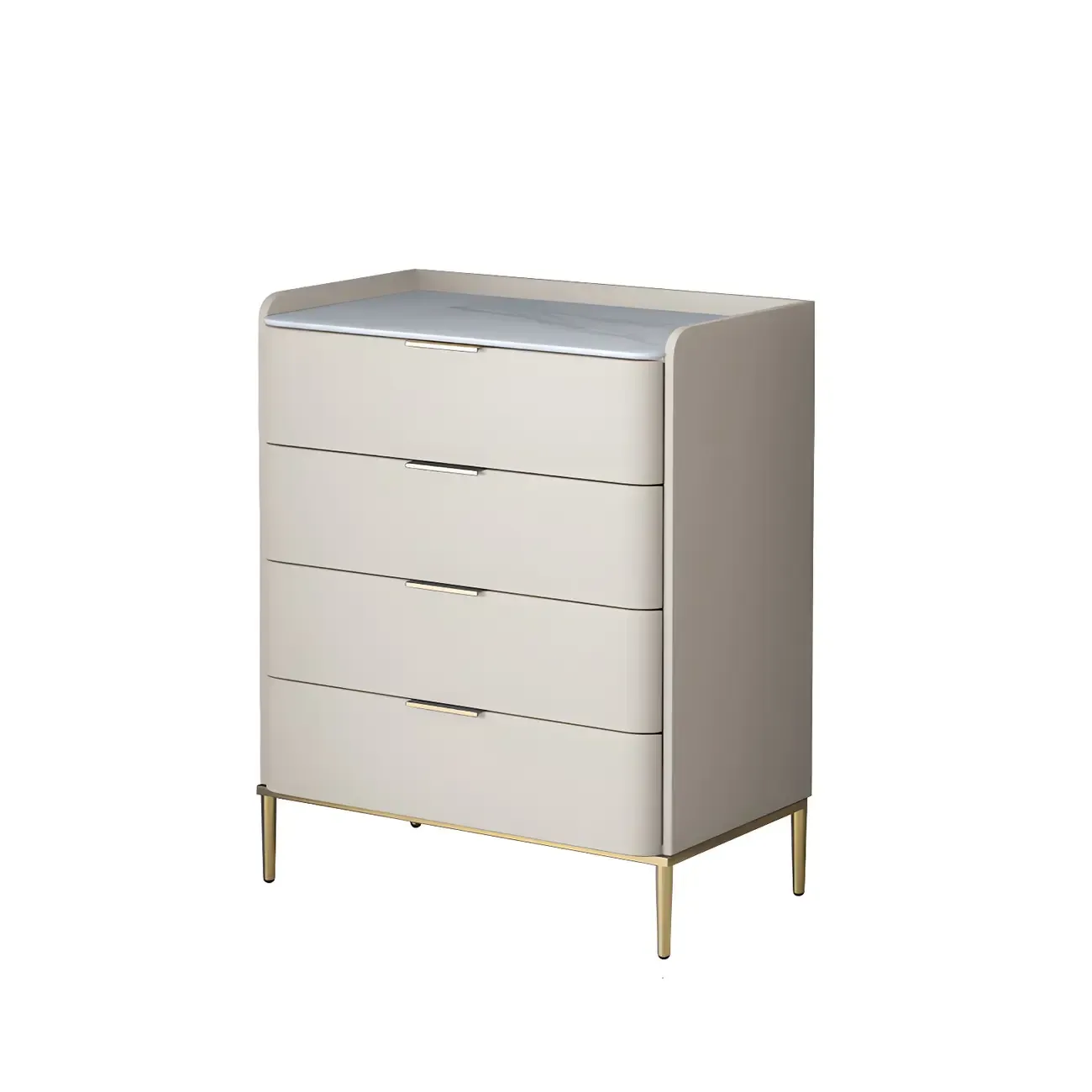 Elegant Stone Bachelor Chest with Metal Handles & Drawers Image - 10