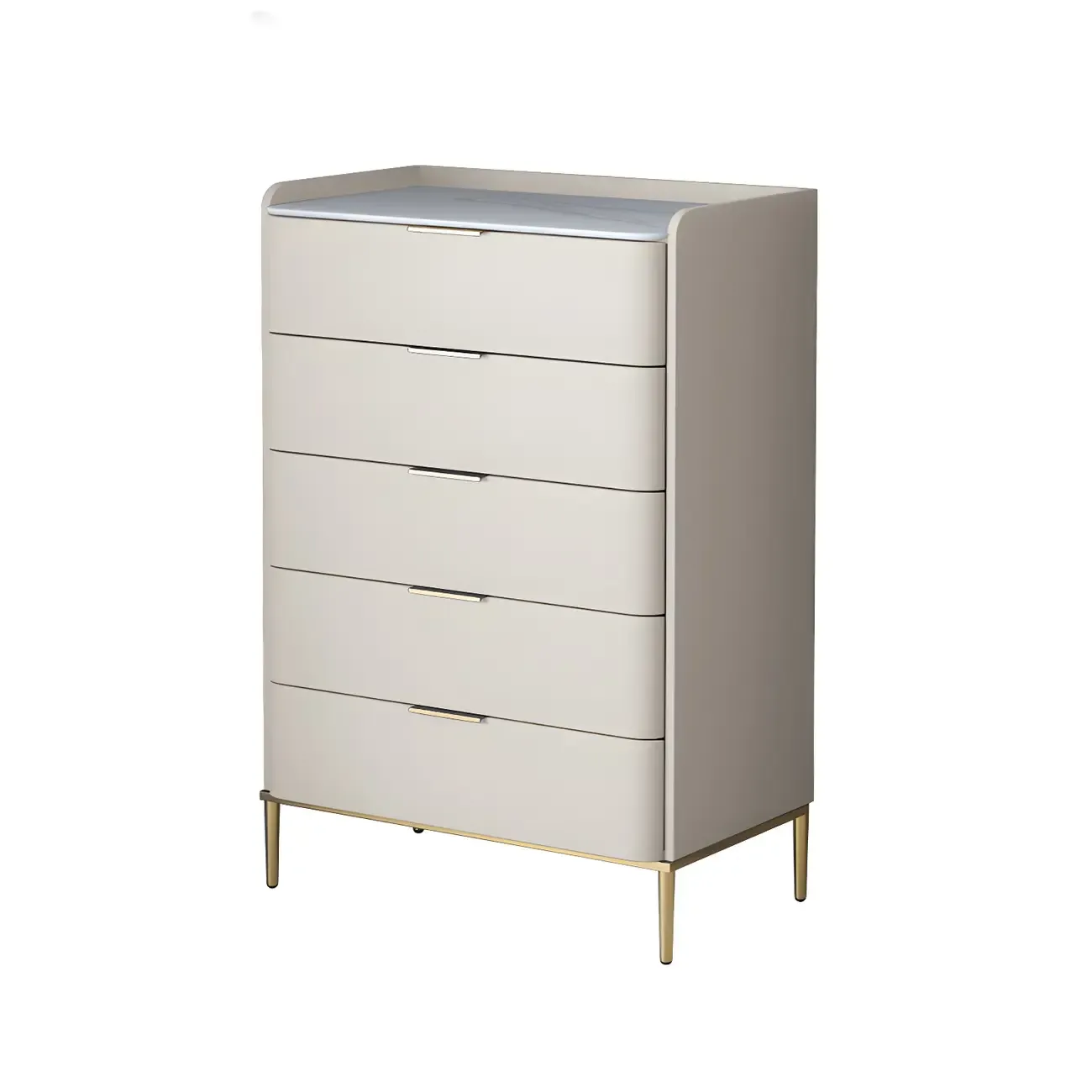 Elegant Stone Bachelor Chest with Metal Handles & Drawers Image - 12