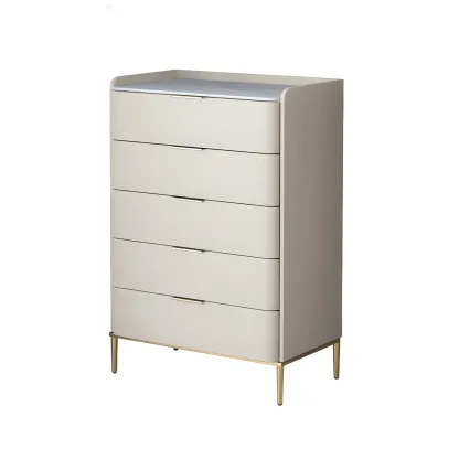 Elegant Stone Bachelor Chest with Metal Handles & Drawers Image - 12