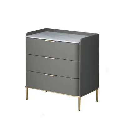 Elegant Stone Bachelor Chest with Metal Handles & Drawers Image - 13
