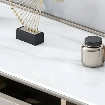 Elegant Stone Bachelor Chest with Metal Handles & Drawers Image - 15