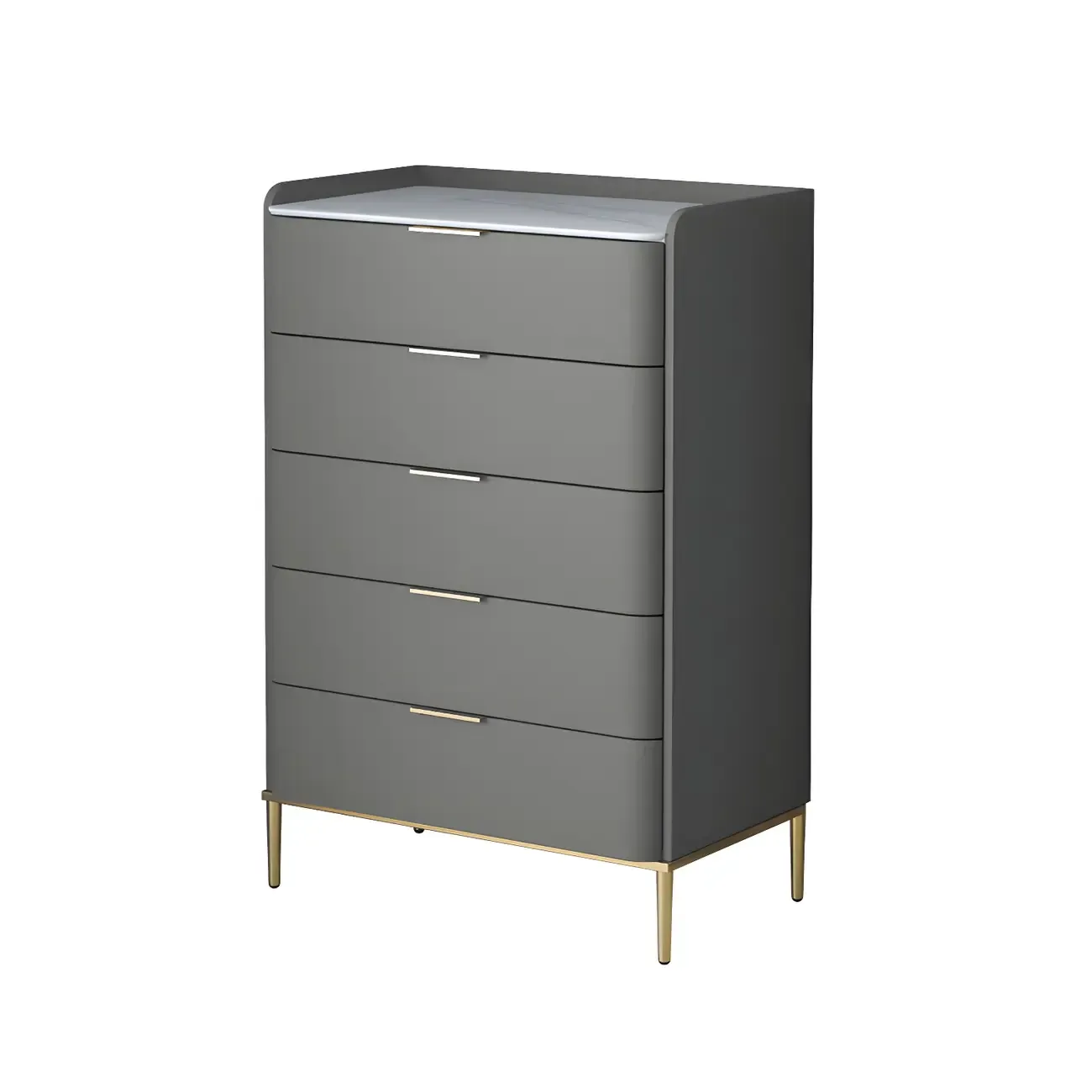 Elegant Stone Bachelor Chest with Metal Handles & Drawers Image - 17