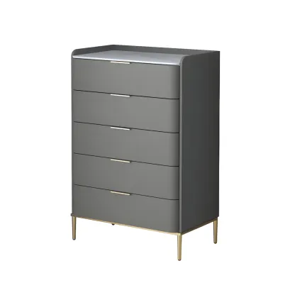 Elegant Stone Bachelor Chest with Metal Handles & Drawers Image - 17