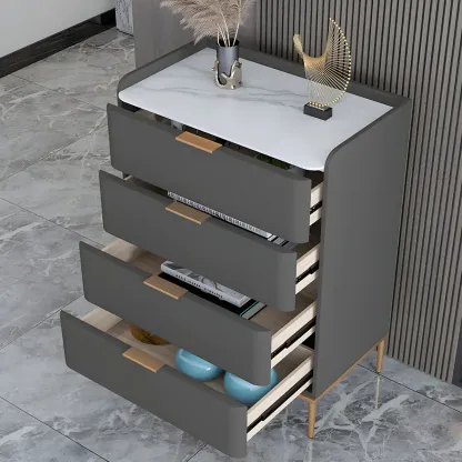 Elegant Stone Bachelor Chest with Metal Handles & Drawers Image - 19