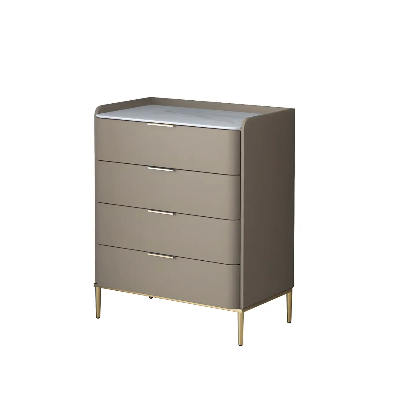Elegant Stone Bachelor Chest with Metal Handles & Drawers Image - 24