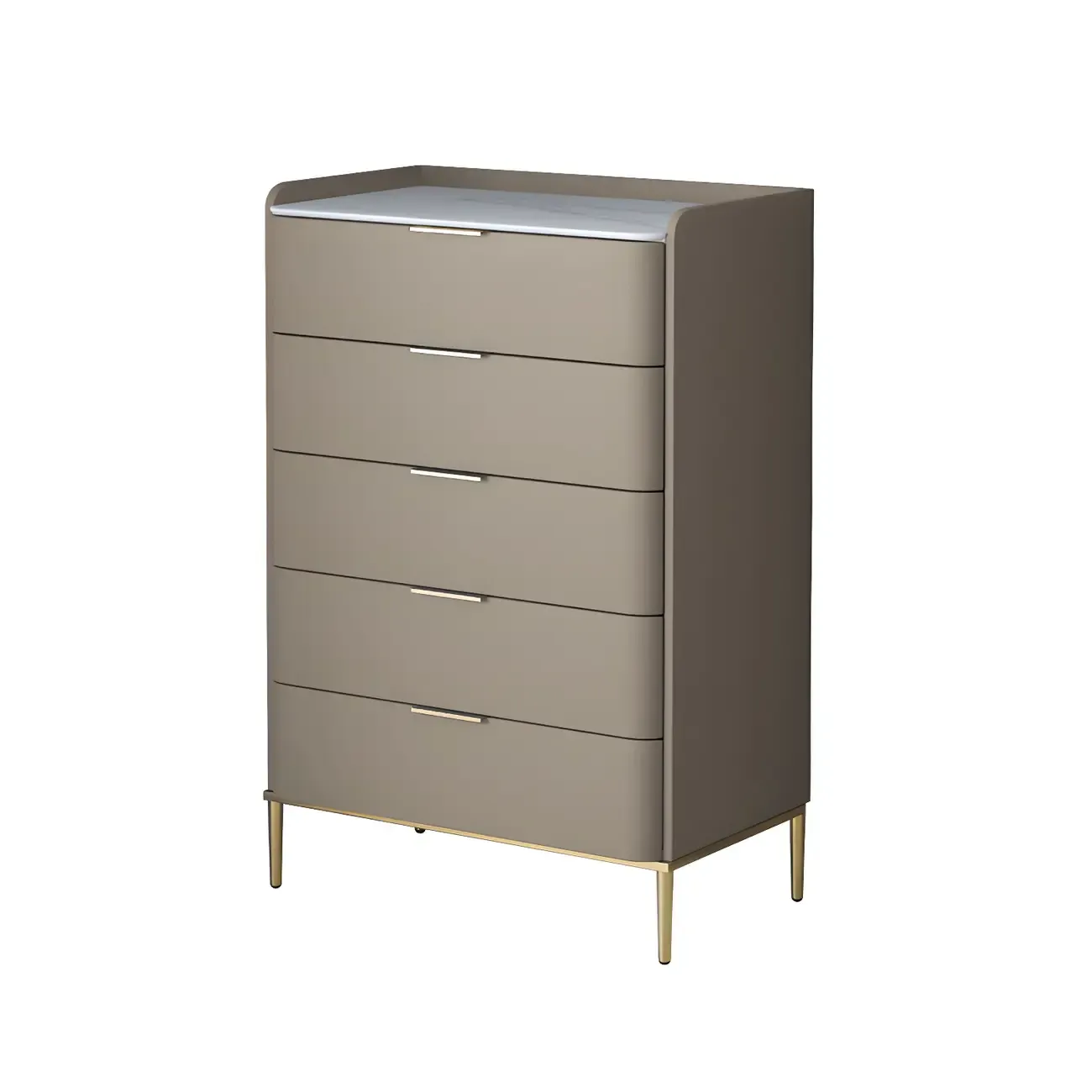 Elegant Stone Bachelor Chest with Metal Handles & Drawers Image - 25