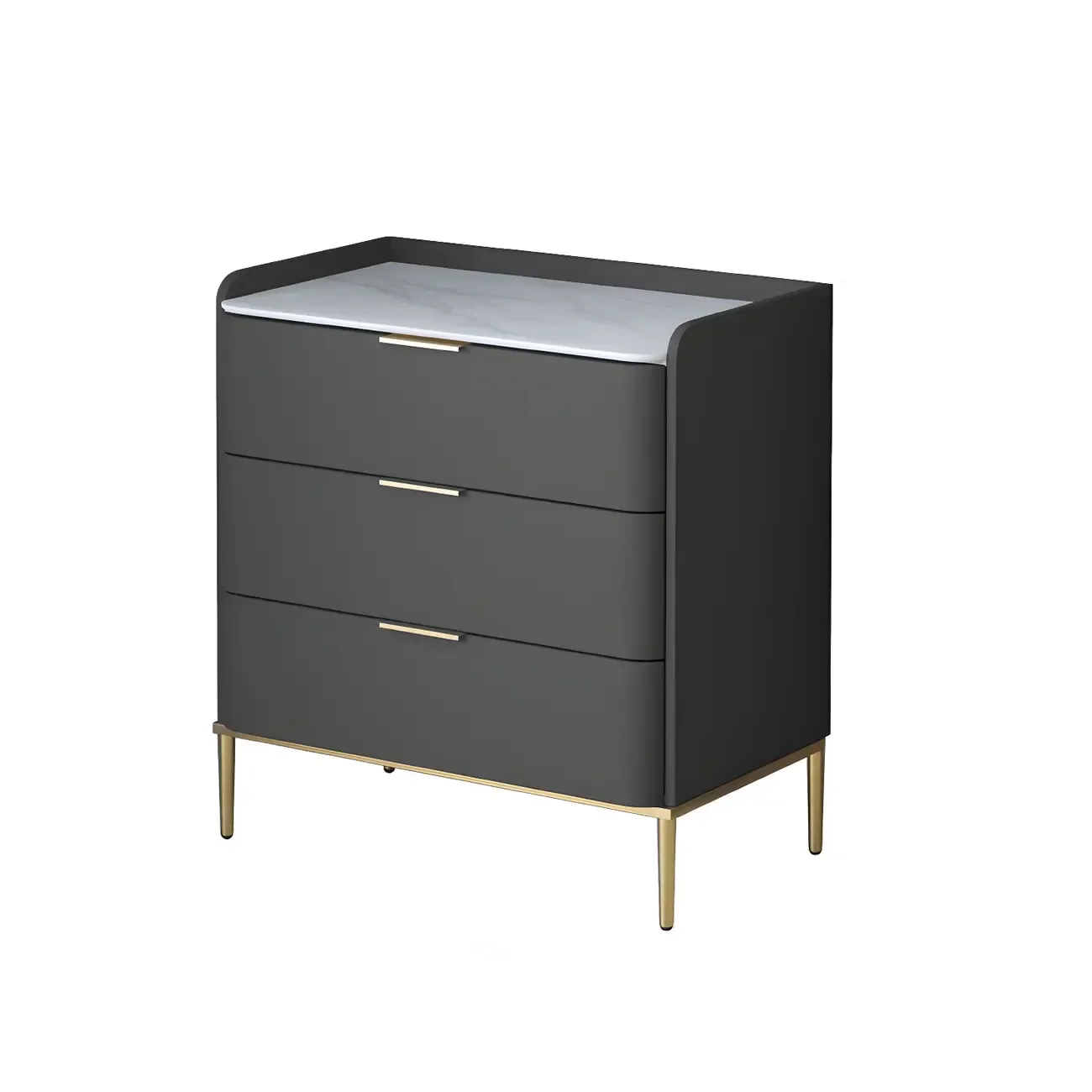 Elegant Stone Bachelor Chest with Metal Handles & Drawers Image - 26