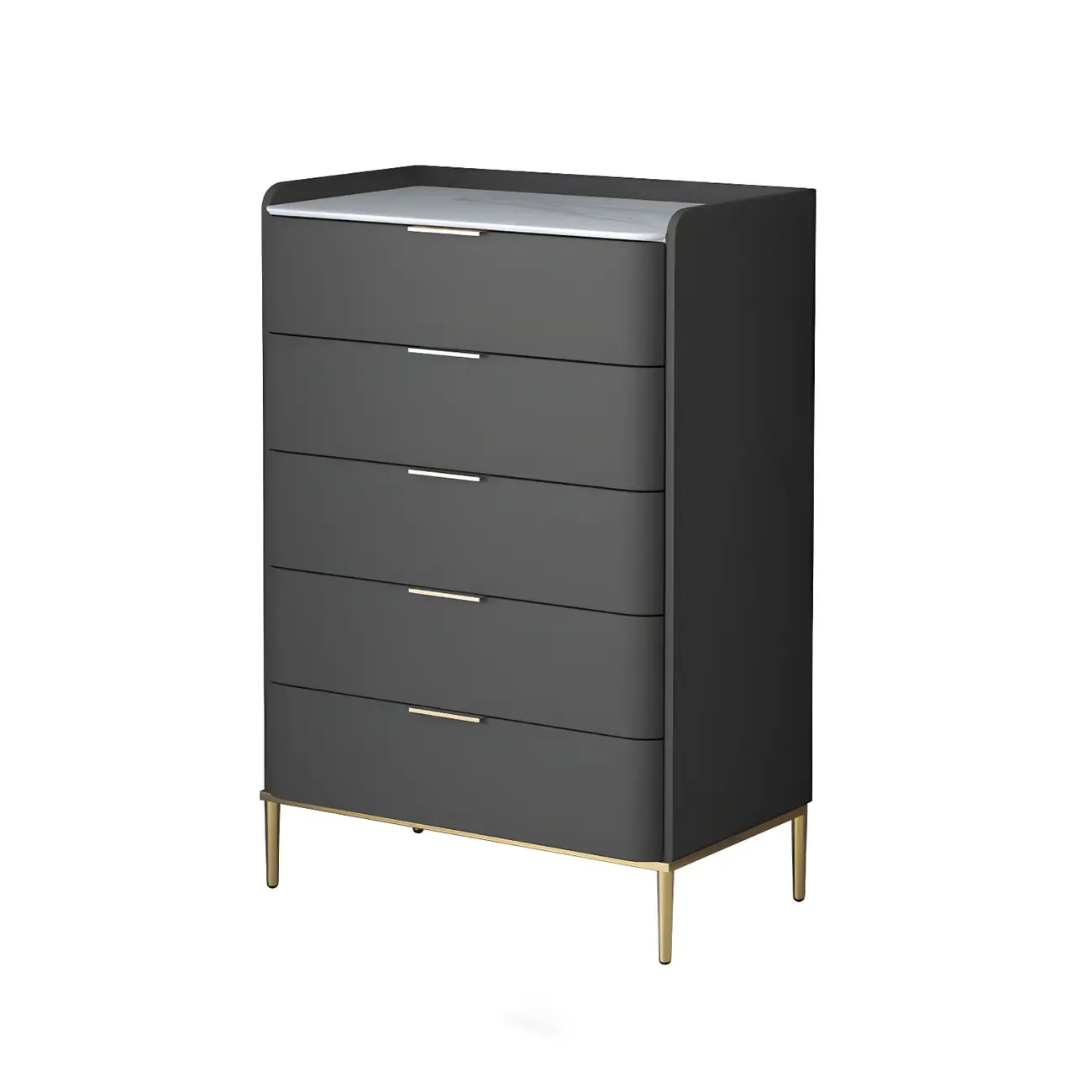 Elegant Stone Bachelor Chest with Metal Handles & Drawers Image - 28