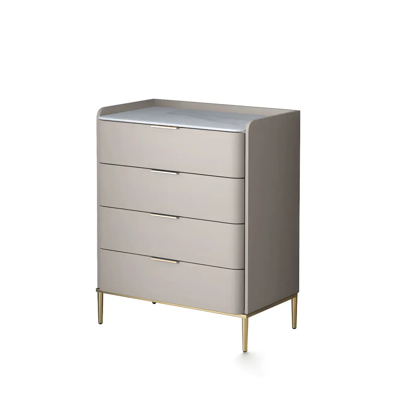 Elegant Stone Bachelor Chest with Metal Handles & Drawers Image - 30